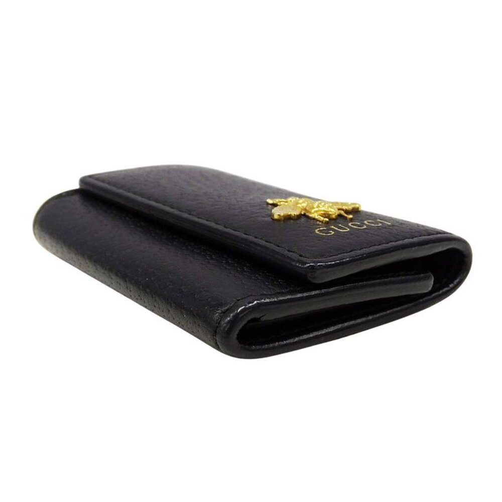 ★SOLD★ Gucci Key Case Animalier Leather Black 6 - Picture 3 of 11